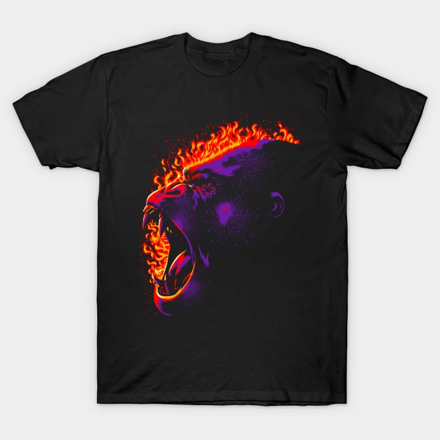 Gorilla on fire T-Shirt by albertocubatas